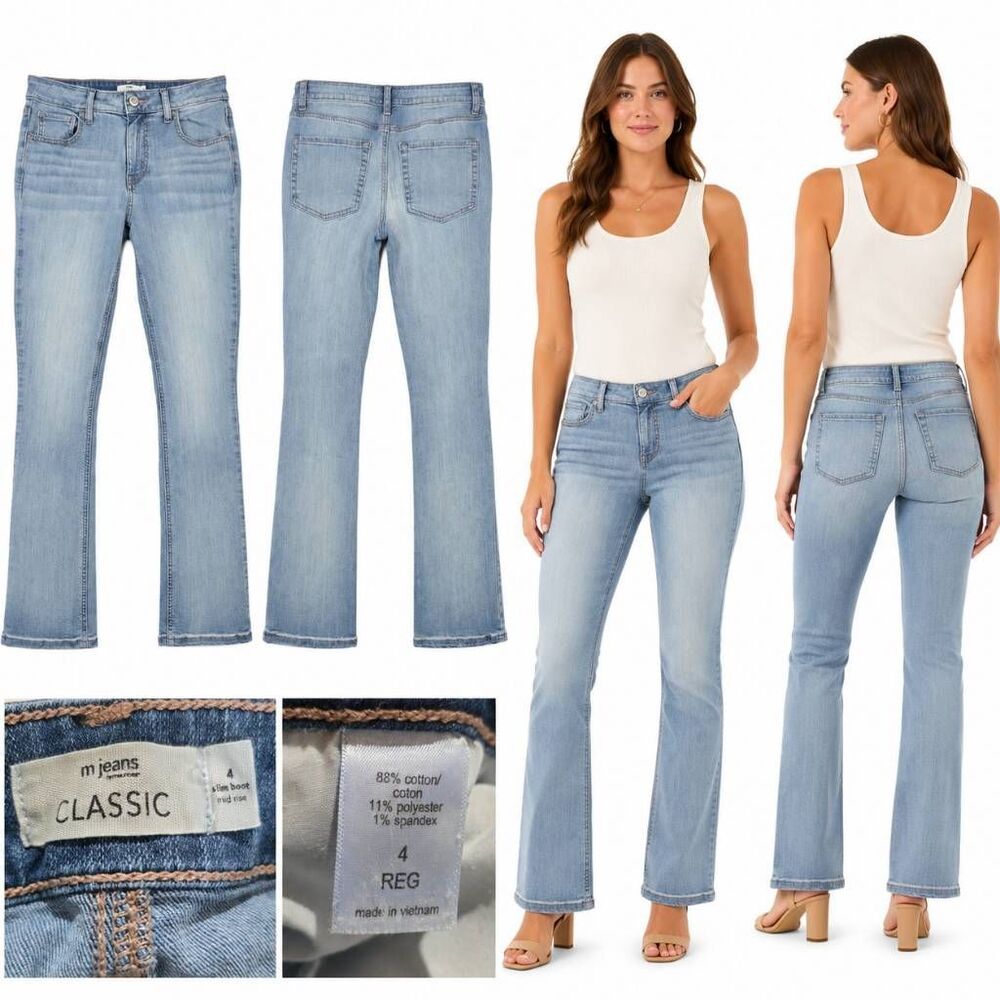 M Jeans by Maurices Classic 4 Mid Rise Slim Boot Light Wash